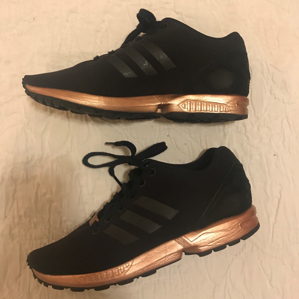 Adidas Zx Flux Black and Copper/ Rose Gold